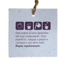 Tag Ecológico Papel Semente Quadrado - Semente de Cenoura - Verso Roxo -100 unidades